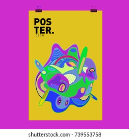 Abstract  Colorful Curvy Liquid Cover and Poster Design Template. Flat Bubble Shape Layout Design Composition and  Template.