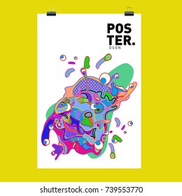 Abstract  Colorful Curvy Liquid Cover and Poster Design Template. Flat Bubble Shape Layout Design Composition and  Template.