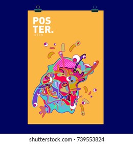 Abstract  Colorful Curvy Liquid Cover and Poster Design Template. Flat Bubble Shape Layout Design Composition and  Template.