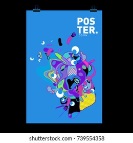 Abstract  Colorful Curvy Liquid Cover and Poster Design Template. Flat Bubble Shape Layout Design Composition and  Template.