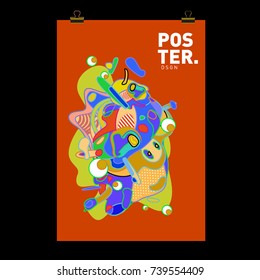Abstract  Colorful Curvy Liquid Cover and Poster Design Template. Flat Bubble Shape Layout Design Composition and  Template.