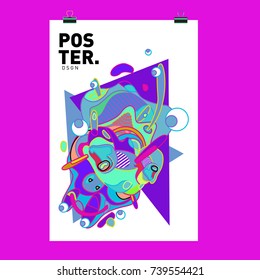 Abstract  Colorful Curvy Liquid Cover and Poster Design Template. Flat Bubble Shape Layout Design Composition and  Template.
