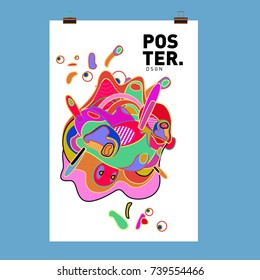 Abstract  Colorful Curvy Liquid Cover and Poster Design Template. Flat Bubble Shape Layout Design Composition and  Template.