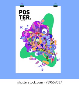 Abstract  Colorful Curvy Liquid Cover and Poster Design Template. Flat Bubble Shape Layout Design Composition and  Template.