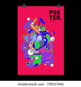 Abstract  Colorful Curvy Liquid Cover and Poster Design Template. Flat Bubble Shape Layout Design Composition and  Template.