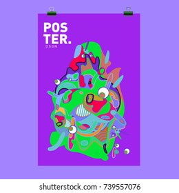 Abstract  Colorful Curvy Liquid Cover and Poster Design Template. Flat Bubble Shape Layout Design Composition and  Template.
