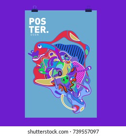Abstract  Colorful Curvy Liquid Cover and Poster Design Template. Flat Bubble Shape Layout Design Composition and  Template.