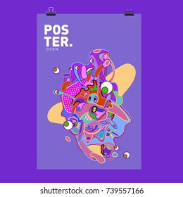Abstract  Colorful Curvy Liquid Cover and Poster Design Template. Flat Bubble Shape Layout Design Composition and  Template.