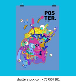 Abstract  Colorful Curvy Liquid Cover and Poster Design Template. Flat Bubble Shape Layout Design Composition and  Template.