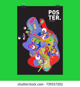 Abstract  Colorful Curvy Liquid Cover and Poster Design Template. Flat Bubble Shape Layout Design Composition and  Template.
