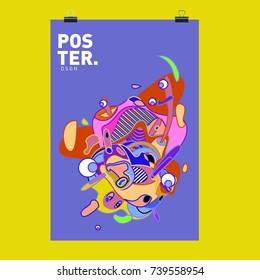 Abstract  Colorful Curvy Liquid Cover and Poster Design Template. Flat Bubble Shape Layout Design Composition and  Template.