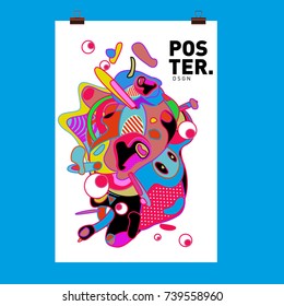 Abstract  Colorful Curvy Liquid Cover and Poster Design Template. Flat Bubble Shape Layout Design Composition and  Template.