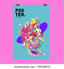 Abstract  Colorful Curvy Liquid Cover and Poster Design Template. Flat Bubble Shape Layout Design Composition and  Template.