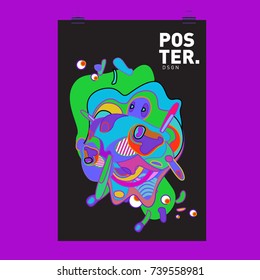 Abstract  Colorful Curvy Liquid Cover and Poster Design Template. Flat Bubble Shape Layout Design Composition and  Template.