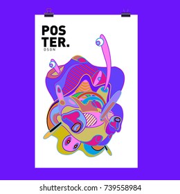 Abstract  Colorful Curvy Liquid Cover and Poster Design Template. Flat Bubble Shape Layout Design Composition and  Template.