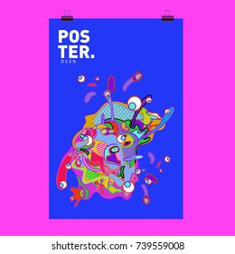Abstract  Colorful Curvy Liquid Cover and Poster Design Template. Flat Bubble Shape Layout Design Composition and  Template.