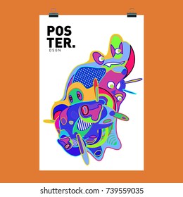 Abstract  Colorful Curvy Liquid Cover and Poster Design Template. Flat Bubble Shape Layout Design Composition and  Template.