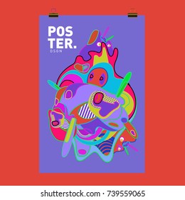 Abstract  Colorful Curvy Liquid Cover and Poster Design Template. Flat Bubble Shape Layout Design Composition and  Template.