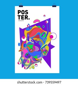 Abstract  Colorful Curvy Liquid Cover and Poster Design Template. Flat Bubble Shape Layout Design Composition and  Template.