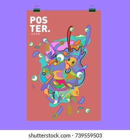 Abstract  Colorful Curvy Liquid Cover and Poster Design Template. Flat Bubble Shape Layout Design Composition and  Template.