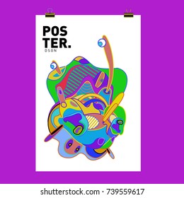 Abstract  Colorful Curvy Liquid Cover and Poster Design Template. Flat Bubble Shape Layout Design Composition and  Template.