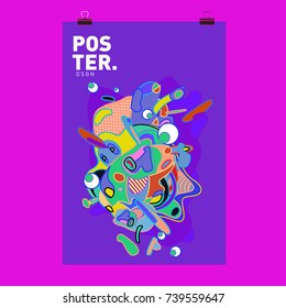 Abstract  Colorful Curvy Liquid Cover and Poster Design Template. Flat Bubble Shape Layout Design Composition and  Template.