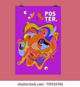 Abstract  Colorful Curvy Liquid Cover and Poster Design Template. Flat Bubble Shape Layout Design Composition and  Template.