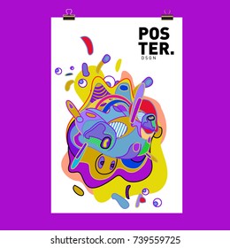 Abstract  Colorful Curvy Liquid Cover and Poster Design Template. Flat Bubble Shape Layout Design Composition and  Template.