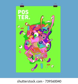 Abstract  Colorful Curvy Liquid Cover and Poster Design Template. Flat Bubble Shape Layout Design Composition and  Template.