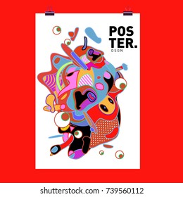 Abstract  Colorful Curvy Liquid Cover and Poster Design Template. Flat Bubble Shape Layout Design Composition and  Template.