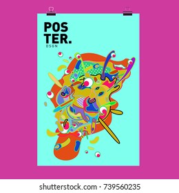 Abstract  Colorful Curvy Liquid Cover and Poster Design Template. Flat Bubble Shape Layout Design Composition and  Template.