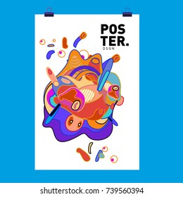 Abstract  Colorful Curvy Liquid Cover and Poster Design Template. Flat Bubble Shape Layout Design Composition and  Template.