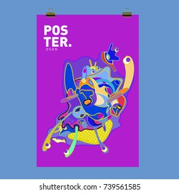 Abstract  Colorful Curvy Liquid Cover and Poster Design Template. Flat Bubble Shape Layout Design Composition and  Template.