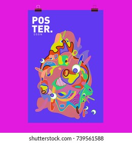 Abstract  Colorful Curvy Liquid Cover and Poster Design Template. Flat Bubble Shape Layout Design Composition and  Template.