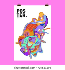 Abstract  Colorful Curvy Liquid Cover and Poster Design Template. Flat Bubble Shape Layout Design Composition and  Template.