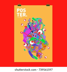 Abstract  Colorful Curvy Liquid Cover and Poster Design Template. Flat Bubble Shape Layout Design Composition and  Template.