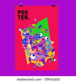 Abstract  Colorful Curvy Liquid Cover and Poster Design Template. Flat Bubble Shape Layout Design Composition and  Template.