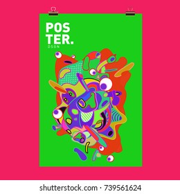 Abstract  Colorful Curvy Liquid Cover and Poster Design Template. Flat Bubble Shape Layout Design Composition and  Template.