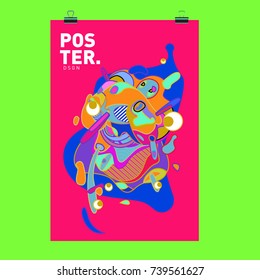 Abstract  Colorful Curvy Liquid Cover and Poster Design Template. Flat Bubble Shape Layout Design Composition and  Template.