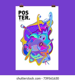 Abstract  Colorful Curvy Liquid Cover and Poster Design Template. Flat Bubble Shape Layout Design Composition and  Template.
