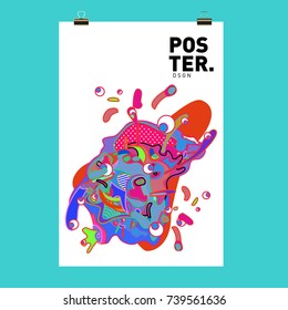 Abstract  Colorful Curvy Liquid Cover and Poster Design Template. Flat Bubble Shape Layout Design Composition and  Template.