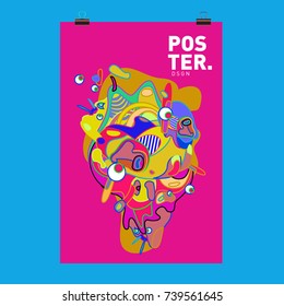 Abstract  Colorful Curvy Liquid Cover and Poster Design Template. Flat Bubble Shape Layout Design Composition and  Template.