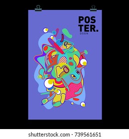 Abstract  Colorful Curvy Liquid Cover and Poster Design Template. Flat Bubble Shape Layout Design Composition and  Template.