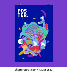 Abstract  Colorful Curvy Liquid Cover and Poster Design Template. Flat Bubble Shape Layout Design Composition and  Template.