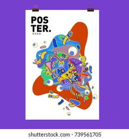 Abstract  Colorful Curvy Liquid Cover and Poster Design Template. Flat Bubble Shape Layout Design Composition and  Template.