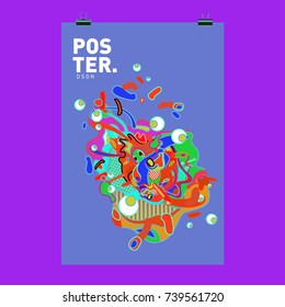 Abstract  Colorful Curvy Liquid Cover and Poster Design Template. Flat Bubble Shape Layout Design Composition and  Template.