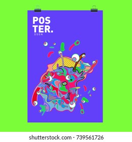 Abstract  Colorful Curvy Liquid Cover and Poster Design Template. Flat Bubble Shape Layout Design Composition and  Template.