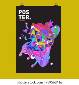 Abstract  Colorful Curvy Liquid Cover and Poster Design Template. Flat Bubble Shape Layout Design Composition and  Template.