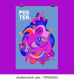 Abstract  Colorful Curvy Liquid Cover and Poster Design Template. Flat Bubble Shape Layout Design Composition and  Template.