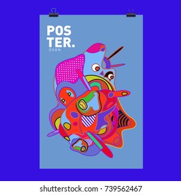 Abstract  Colorful Curvy Liquid Cover and Poster Design Template. Flat Bubble Shape Layout Design Composition and  Template.